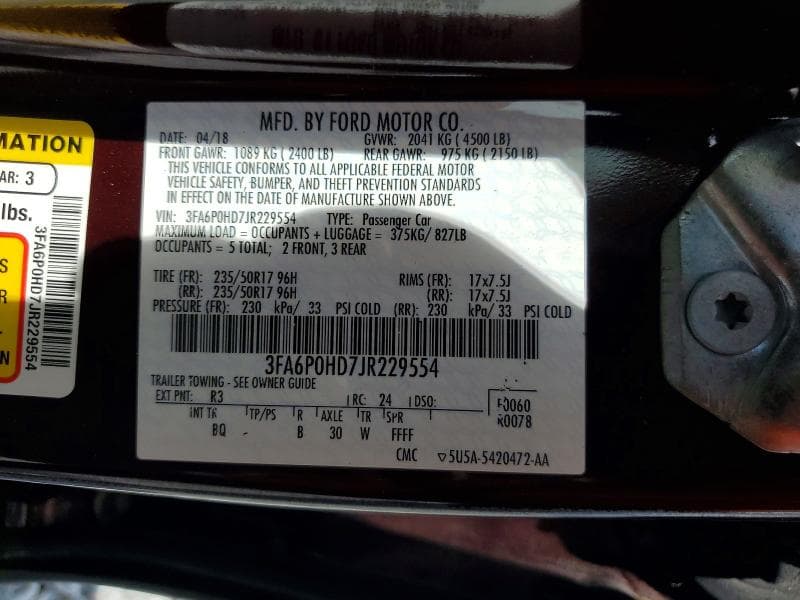 2018 FORD FUSION SE 12