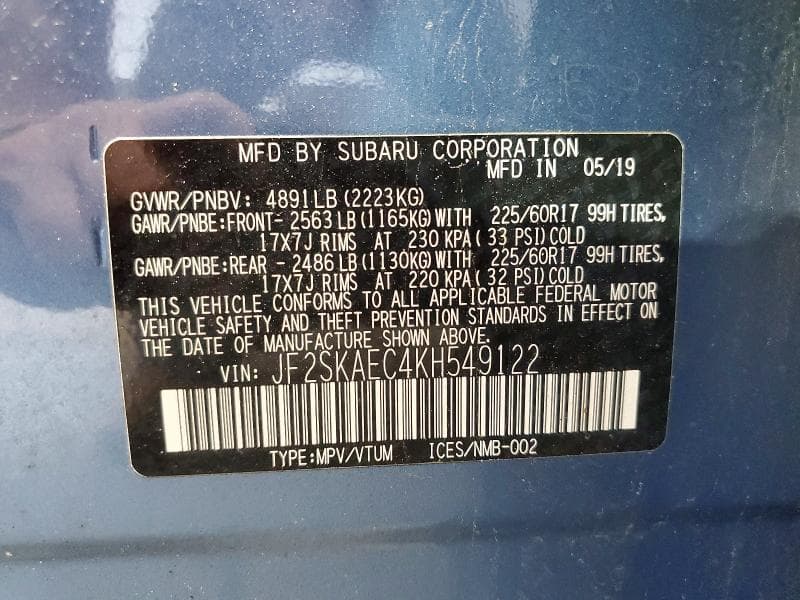 2019 SUBARU FORESTER PREMIUM 12