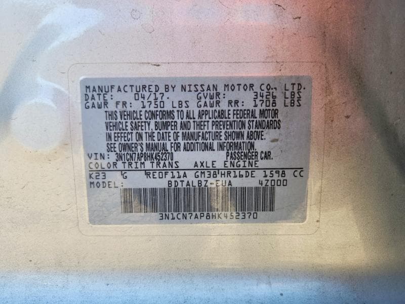 2017 NISSAN VERSA 1.6 SV 12
