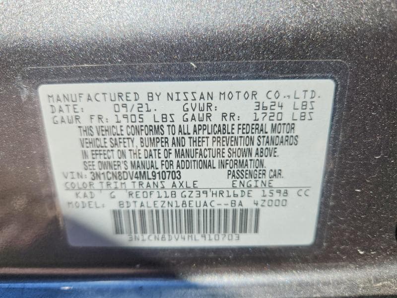 2021 NISSAN VERSA S 13