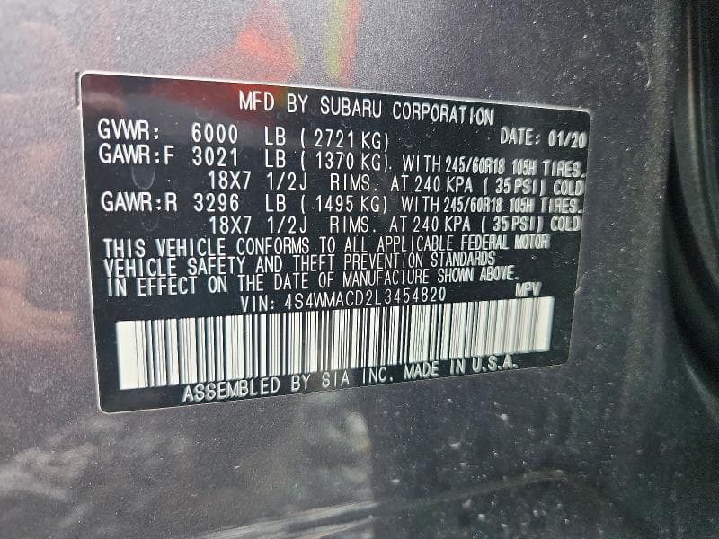 2020 SUBARU ASCENT PREMIUM 12