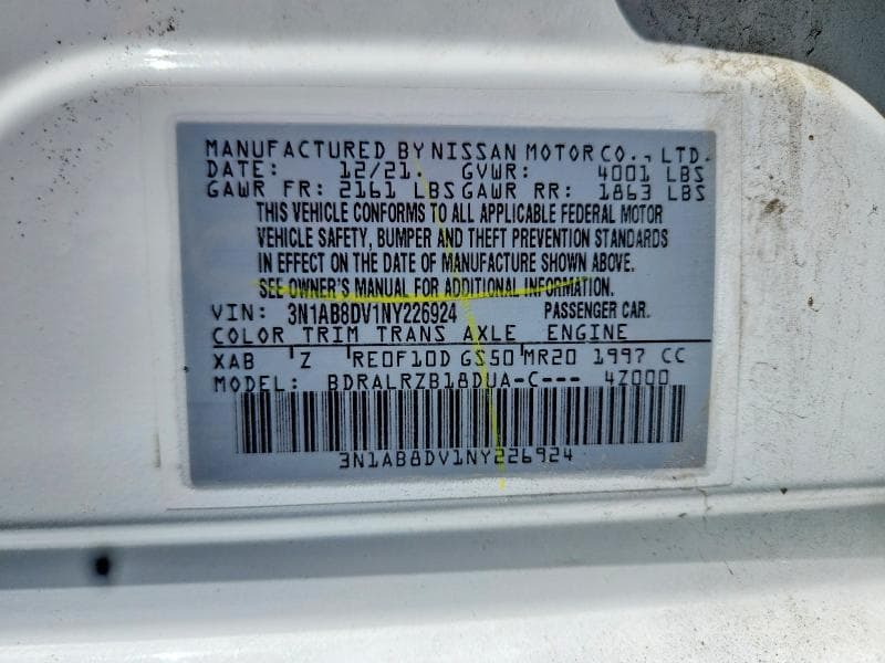 2022 NISSAN SENTRA SR 12