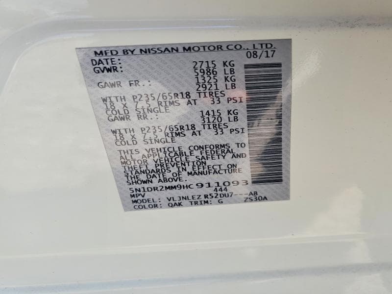 2017 NISSAN PATHFINDER SV 13