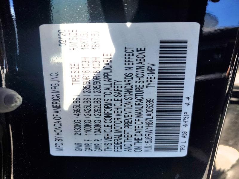 2020 HONDA CR-V EXL 12