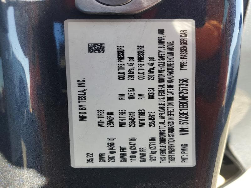 2022 TESLA MODEL 3 13