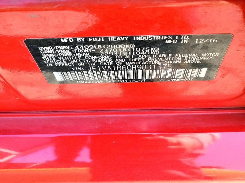 2017 SUBARU WRX 12