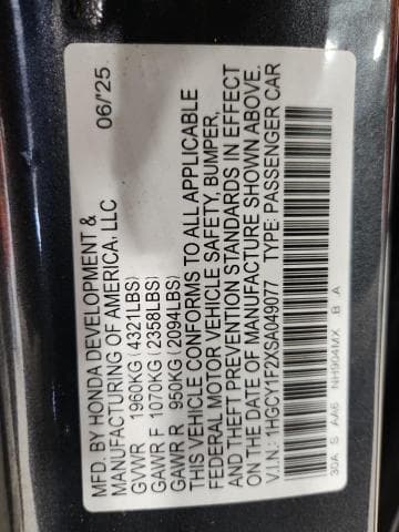 2025 HONDA ACCORD LX 12