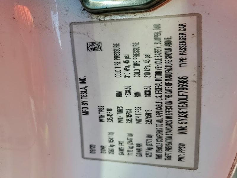 2020 TESLA MODEL 3 12