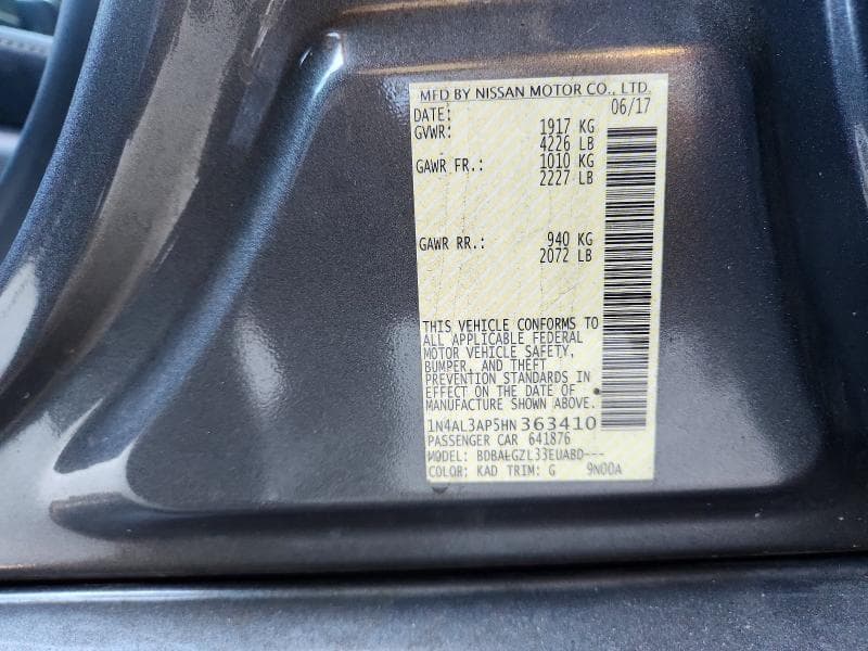 2017 NISSAN ALTIMA 2.5 S 12