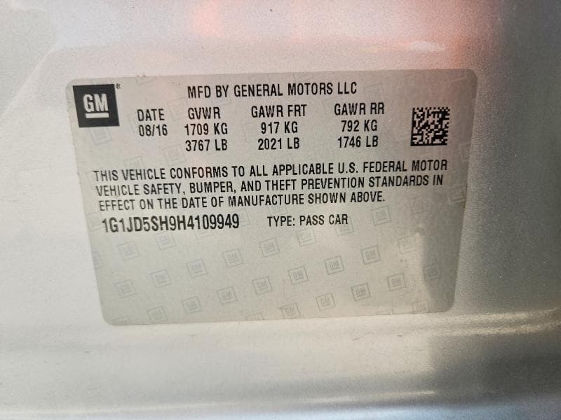 2017 CHEVROLET SONIC LT 12