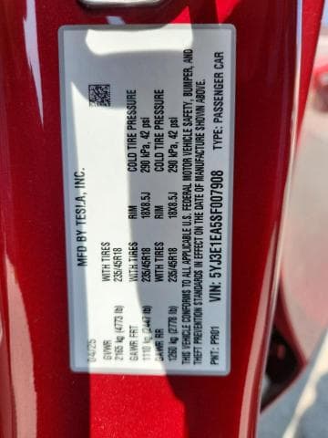 2025 TESLA MODEL 3 14