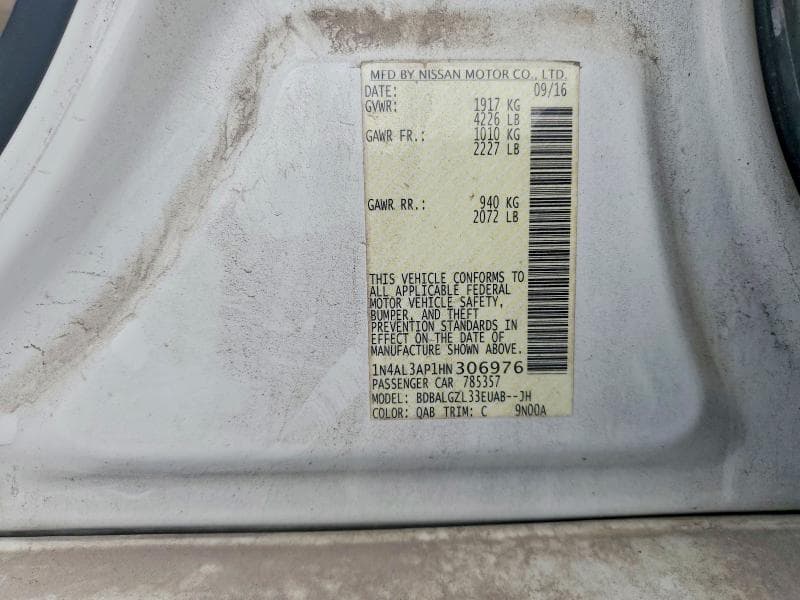 2017 NISSAN ALTIMA 2.5 S 12