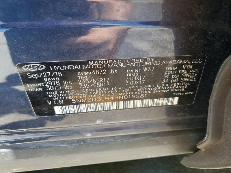 2017 HYUNDAI SANTA FE SPORT 2.4L 13