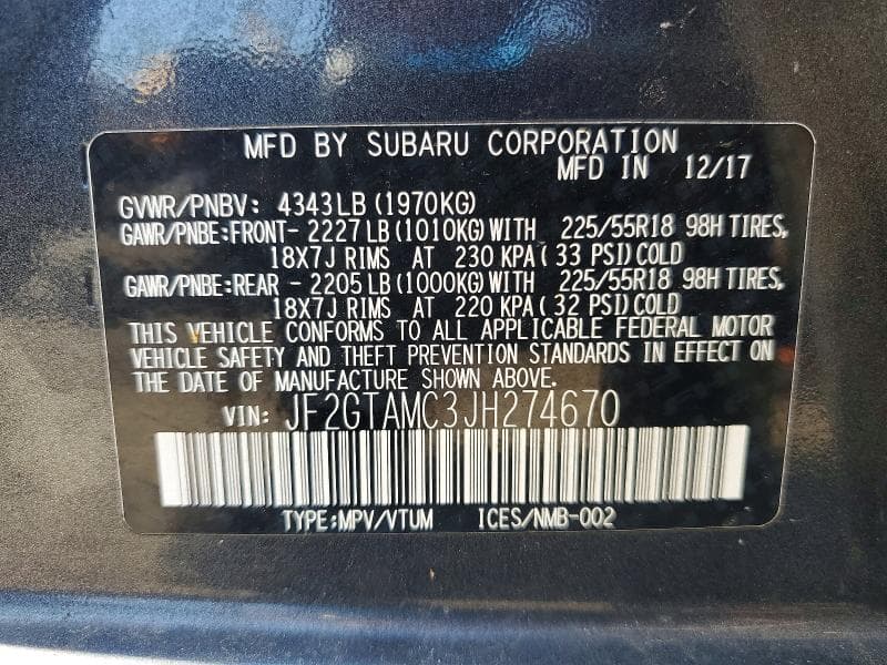 2018 SUBARU CROSSTREK LIMITED 13