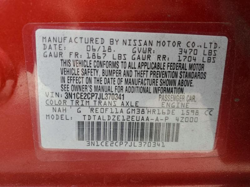 2018 NISSAN VERSA NOTE S 13
