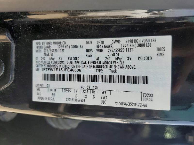 2018 FORD F150 SUPERCREW 12