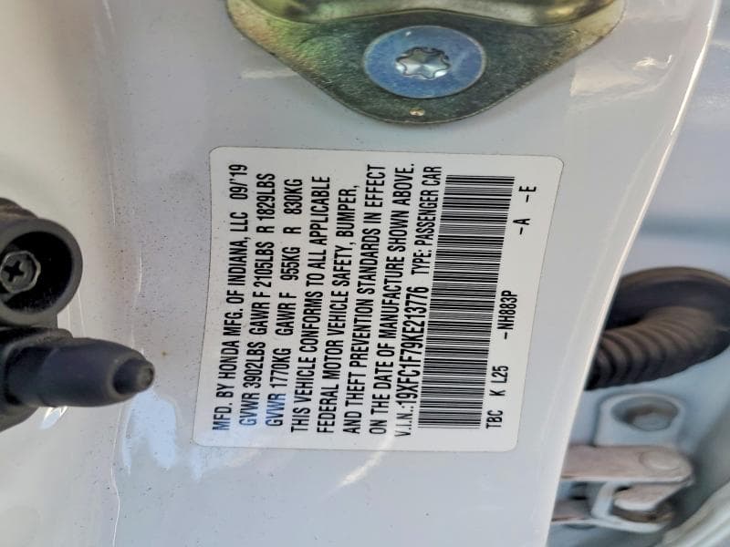 2019 HONDA CIVIC EXL 12