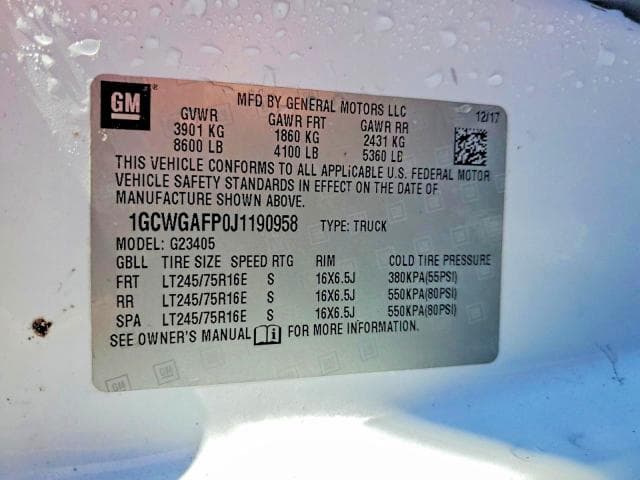 2018 CHEVROLET EXPRESS G2500 4LT 14