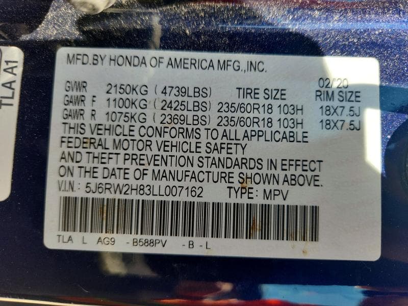 2020 HONDA CR-V EXL 13