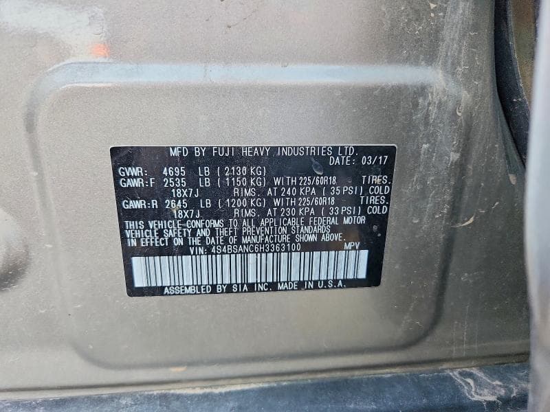 2017 SUBARU OUTBACK 2.5I LIMITED 13