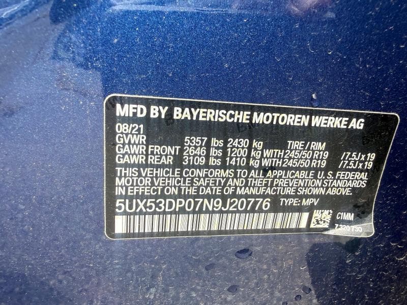 2022 BMW X3 XDRIVE30I 12