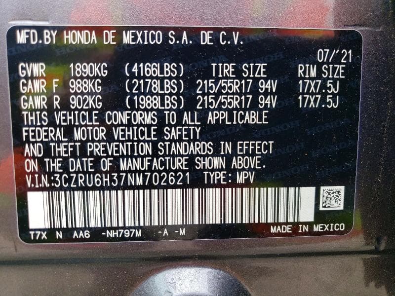 2022 HONDA HR-V LX 12
