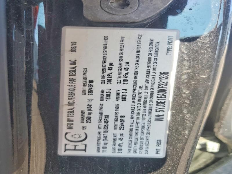 2019 TESLA MODEL 3 12