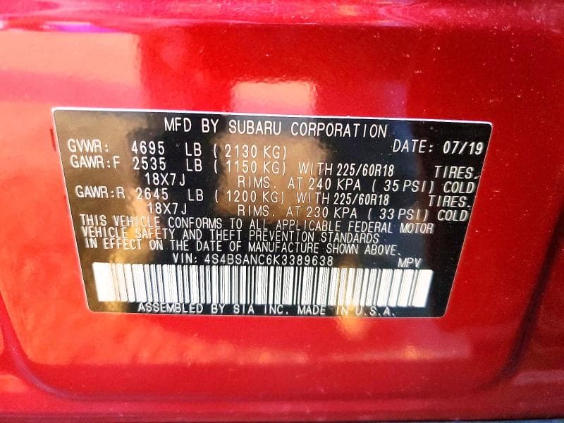 2019 SUBARU OUTBACK 2.5I LIMITED 13