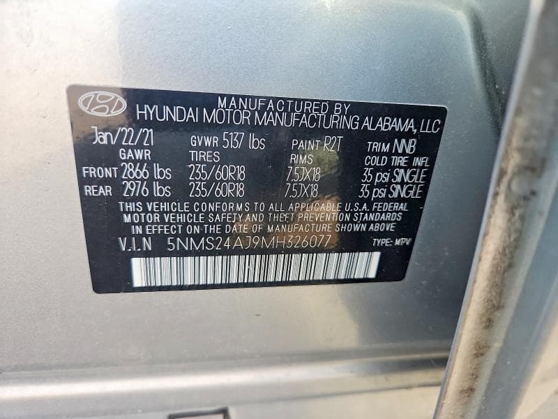 2021 HYUNDAI SANTA FE SEL 12