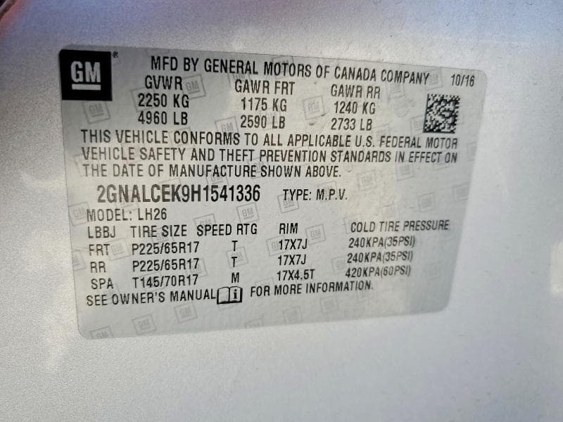 2017 CHEVROLET EQUINOX LT 13