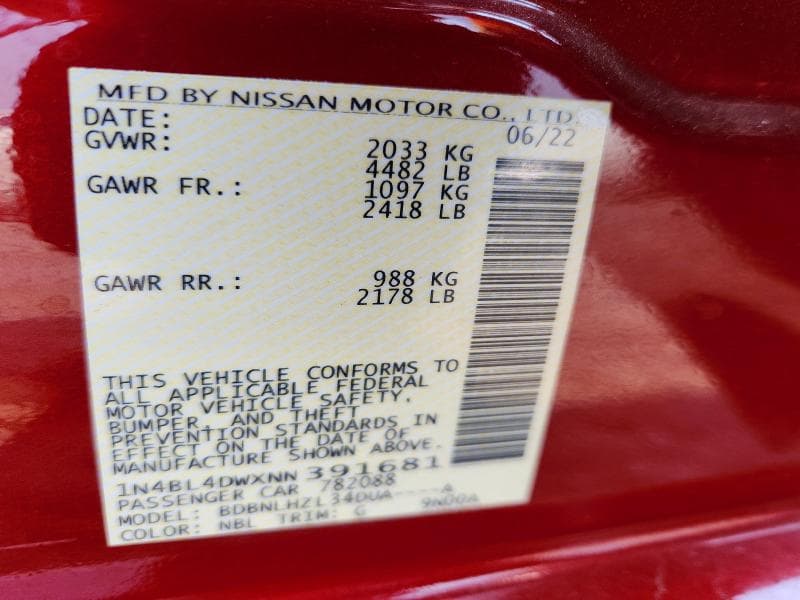 2022 NISSAN ALTIMA SV 12