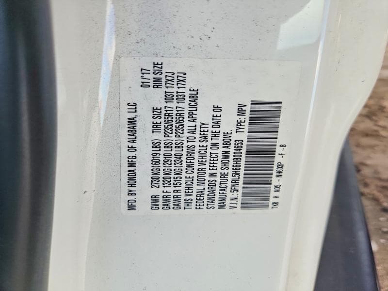 2017 HONDA ODYSSEY EXL 13