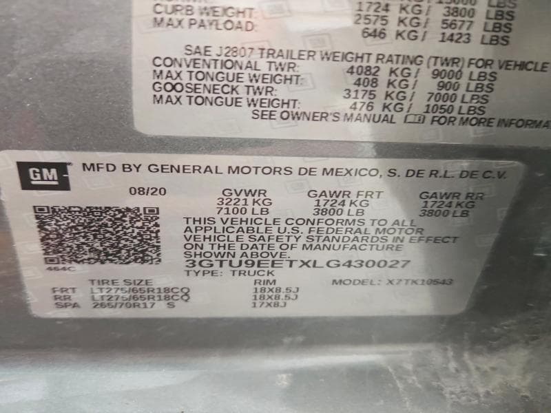 2020 GMC SIERRA K1500 AT4 12