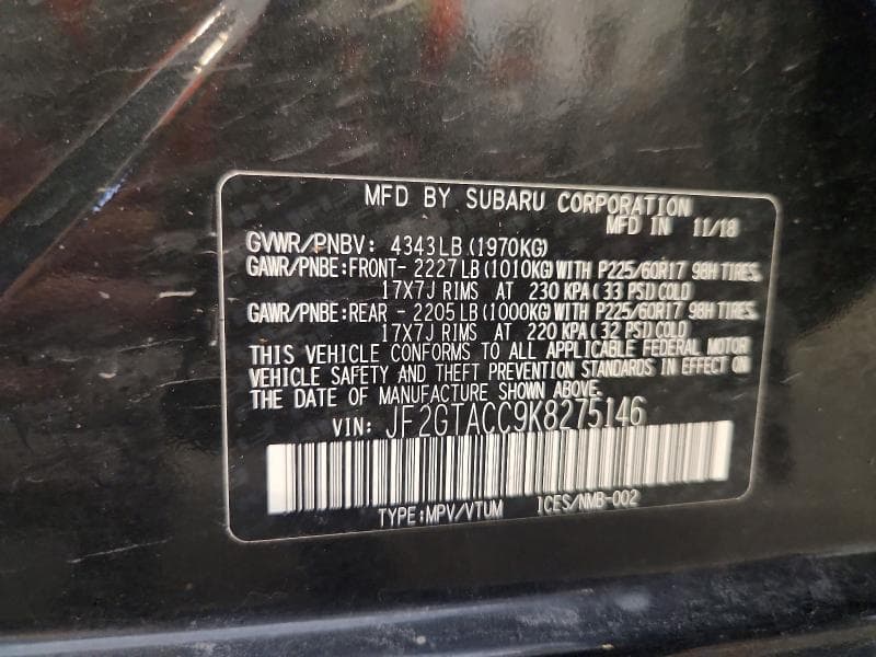 2019 SUBARU CROSSTREK PREMIUM 13