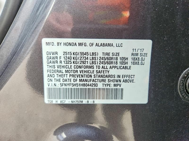 2017 HONDA PILOT EXL 13