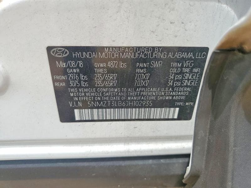 2018 HYUNDAI SANTA FE SPORT 2.4L 12