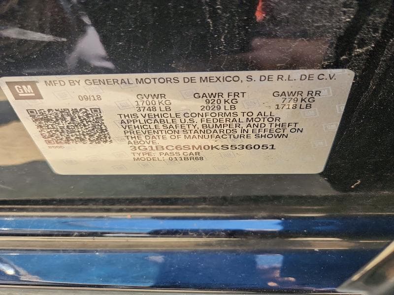 2019 CHEVROLET CRUZE LS 12