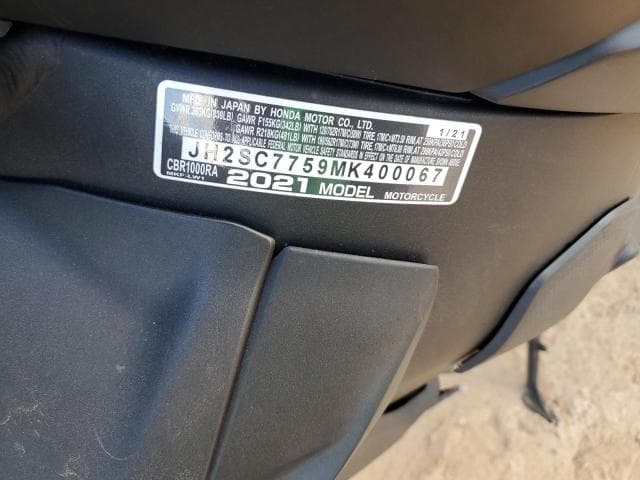 2021 HONDA CBR1000 RA RA 9