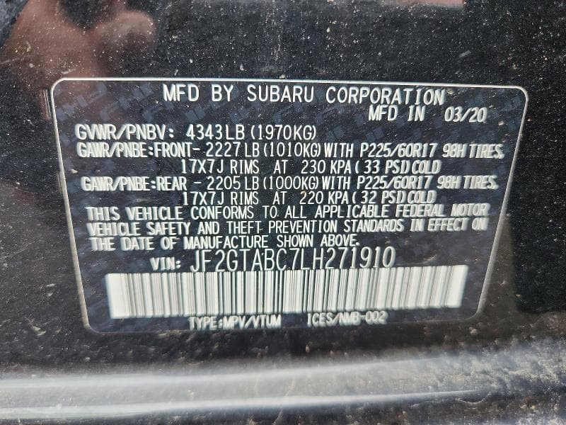 2020 SUBARU CROSSTREK 13