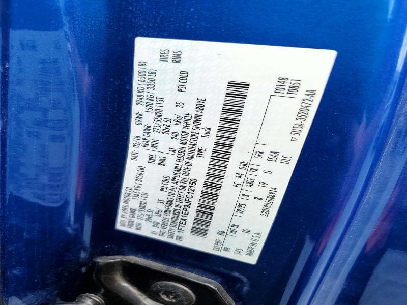 2018 FORD F150 SUPER CAB 12