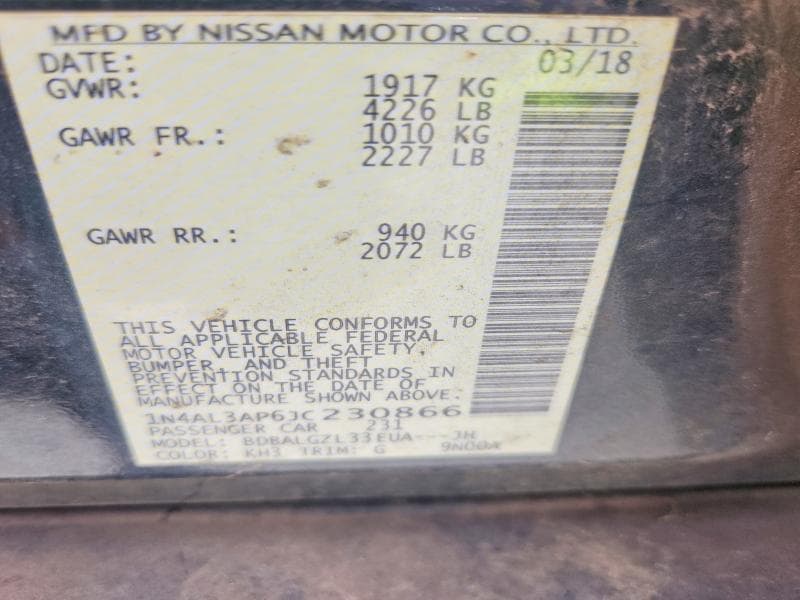 2018 NISSAN ALTIMA 2.5 S 12