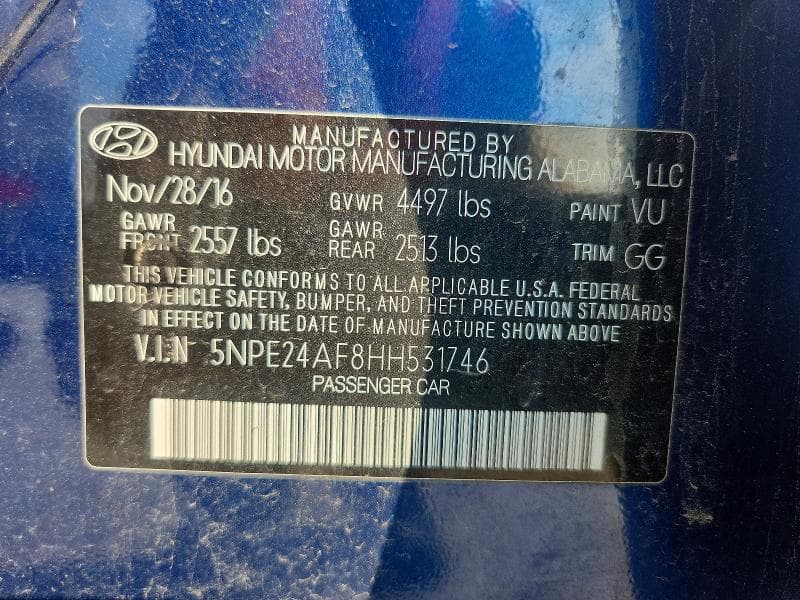 2017 HYUNDAI SONATA SE 12