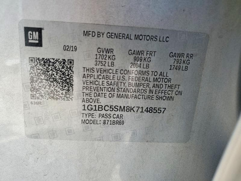 2019 CHEVROLET CRUZE LS 12