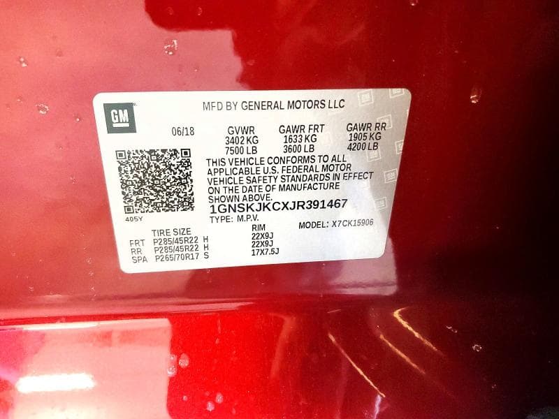 2018 CHEVROLET SUBURBAN K1500 PREMIER 13