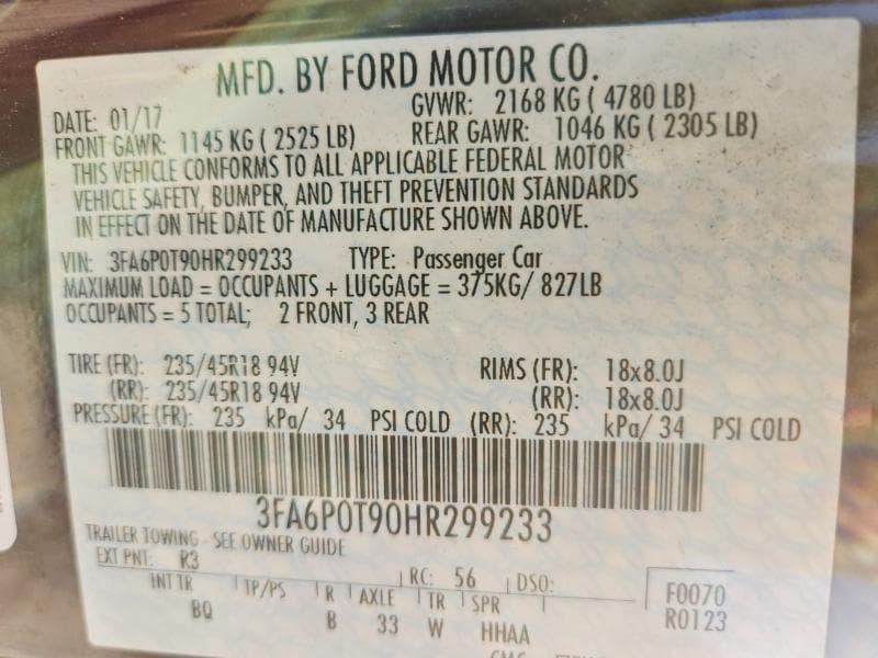 2017 FORD FUSION SE 12