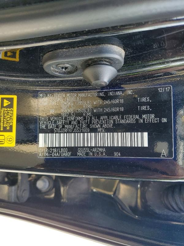 2018 TOYOTA HIGHLANDER XLE 13