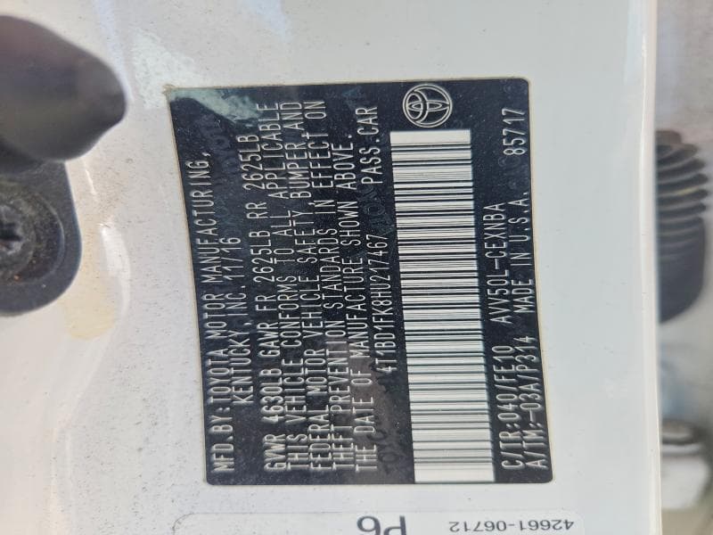 2017 TOYOTA CAMRY HYBRID LE 12