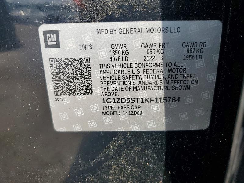 2019 CHEVROLET MALIBU LT 12