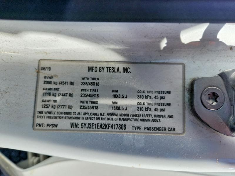 2019 TESLA MODEL 3 12