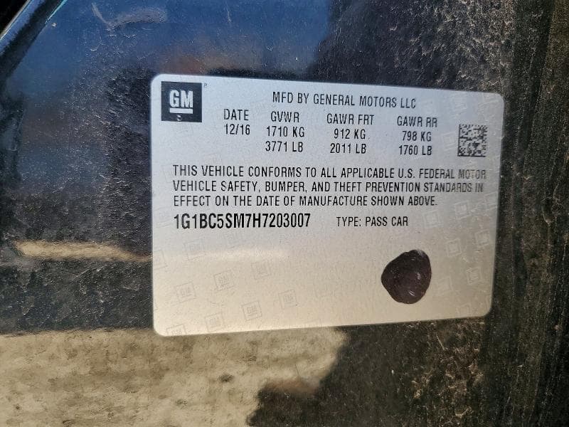 2017 CHEVROLET CRUZE LS 12